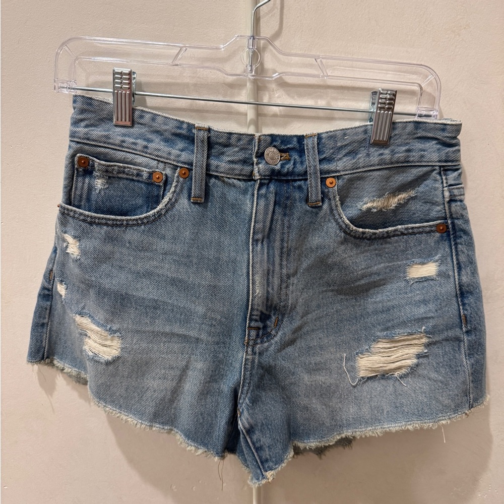 Madewell Blue Distressed Jean Shorts